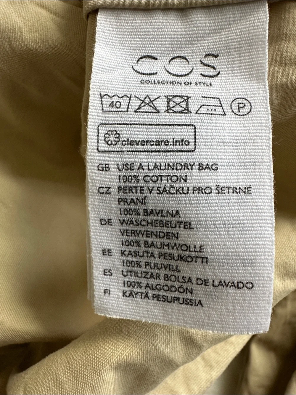X—COS Beige Tie-Waist Midi Dress with Subtle Puff Sleeve Size M-L - Picture 3 of 16